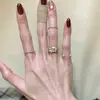 Anillo Ovalado Ancho de Plata Apilable Popular de Xiaohongshu para Mujer, Diseño Único, Anillo para Dedo Índice, Venta al por Mayor de una Pieza