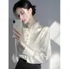 Nueva Camisa Blanca Jacquard Estilo Chino para Mujer, Camisa de Capa Interior de Alta Gama para Primavera con Top de Falda Mamian