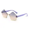 Nuevas Gafas de Sol Sin Marco para Niños y Niñas, Gafas de Sol Anti-UV para Niños, Gafas Poligonales Degradadas de Alta Gama