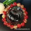 Pulsera Ins Estilo Étnico Mejor Amigo 10MM Más Vendida Hielo Agrietado Flor Estallada Cuentas Vidrio Cielo Estrellado Azul Marino Estilo Coreano