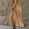 Vestido Camisa Suelto para Mujer de Manga 3/4 Casual Midi