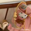Pulseira de Anel Corrente de Cabaça Dourada Novo Estilo Chinês Retro Contas de Transferência Douradas Pulseira com Diamantes Brilhantes