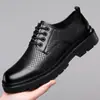 Sapatos de couro masculinos primavera plataforma britânica casual sapatos derby homens roupa formal casamento preto low- top botas martin 22717