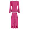 Conjunto Básico de Dos Piezas Color Puro Miyake 2026 Producto Nuevo de Primavera Falda de Dobladillo Ancho Top de Manga Larga con Cuello en V Ropa para Mujer