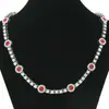 Cadena de eslabones cubanos con diamantes Rai y diamantes rojos de moda, cadena para el cuello de calle Hip Hop europea y americana para hombres, cadena para el cuello de discoteca