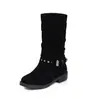 Botas nuevas con remaches de hebilla de cinturón, botas de terciopelo mate, tacón medio, botas profesionales, Amazon AliExpress comercio exterior, botas de talla grande