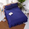 CQ001 Falda de Cama Blanca Plisada Estilo Europeo Hotel Cubre Cama 1.8 m Color Sólido Cepillado Colcha de Belleza