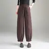 Calça de perna larga moderna e jovem com estampa floral, novo estilo primavera e outono, cintura alta elástica, modelagem que emagrece, calça cropped estilo lanterna, calça casual solta