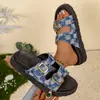2026 Verão Novo Comércio Exterior Tamanho Plus Feminino Casual Confortável Europeu Americano Dupla Face Jeans Slip-On Sandálias Todas