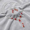 Collar de Novia Estilo Coreano Diamante de Cobre Gota de Agua Accesorios de Ropa Moda Todo-partido Joyería Roja Joyería de Lujo Ligero Traje de Joyería
