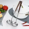 Espátula de Cocina de Acero Inoxidable 304 Color Nogal Retro Herramientas de Cocina Hogareñas Mango de Madera Cuchara para Servir Cuchara para Fondue