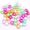 Novas pérolas de imitação ABS brancas tridimensionais com furo reto, formato de coração de pêssego amor, miçangas soltas, material para acessórios de colar de joalheria DIY feitos à mão