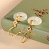 Pendientes de plata de ley S925 con hebilla de jade hetiano bañados en oro, sencillos y a la moda para mujer, que combinan con todo.