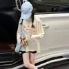 Camiseta de Manga Larga con Protección Solar para Niñas, Top Rayado Casual Delgado de Verano Holgado, Camiseta Básica Elegante para Niños