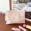 Estilo Ins Bolsita de Maquillaje con Cremallera Floral de Primavera Bolsa de Artículos de Tocador de Perro Lindo Bolsa de Almacenamiento Portátil Bolsa Interior