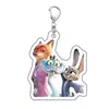 Estilo Ins Llavero de Zootopia Judy Nick Acrílico Dibujos Animados Accesorios Colgante para Pareja