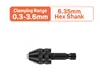 Portabrocas de Cambio Rápido Hexagonal de Tres Mordazas de Múltiples Especificaciones 0.3-8 mm Portabrocas de Motor de 3.6 Accesorios para Destornillador Eléctrico
