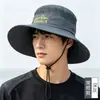 Sombrero de pescador de malla transpirable para exteriores de verano, unisex, de ala ancha, adecuado para senderismo y montañismo, con diseño bordado, protección solar y protección UV