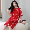 2025 Verano Nuevo Camisón de Algodón Puro Transpirable y Delicado con la Piel para Mujer Holgado Talla Grande Dulce Lindo Estampado Ropa de Casa