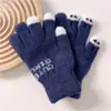 Guantes de Invierno para Mujer Lindos Engrosados Cálidos Otoño e Invierno Estudiantes Ciclismo a Prueba de Frío Cinco Dedos Pantalla Táctil Guantes de Algodón