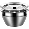 Barril de Aceite Extra Grueso Hecho a Medida, Recipiente Redondo para Manteca, Bol para Batir Huevos, Bol para Mezclar Masa con Tapa, Recipiente de Acero Inoxidable para Aceite, Bol Grande para Sopa, Recipiente para Condimentos