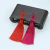 Borla de Tres Hojas de Poliéster 8cm Colgante de Accesorio DIY Estilo Antiguo Ropa Bolsita Tejida Borla Pequeña
