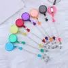 Hebilla retráctil de fácil extracción con cuentas para hacer uno mismo, llavero de dibujos animados multicolor, hebilla de identificación de enfermera creativa, disponible en stock, venta directa