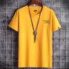 Camiseta de manga curta Verão Masculino Novo Decote Redondo Algodão Solto Tamanho Grande Masculino Estilo Hong Kong Top Base Meia Manga Âncora Cinto