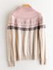Suéter de cachemira jacquard de estilo étnico para mujer, suéter de punto de cuello alto medio, suelto y grueso, nuevo suéter de otoño e invierno con combinación de colores.