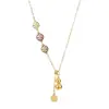 Nuevo Collar de Cobre con Borla de la Fortuna Calada Estilo Chino, Cadena para Clavícula, Cadena para Suéter, Joyería de Lujo Ligero de Alta Gama para Mujer