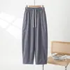 Pantalas Largas Retrô Estilo Japonês Verão 2025 Calças Machete Femininas Cor Sólida Bolso Tridimensional Decorativo Retas Casuais