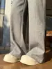 Pantalones Rectos Holgados Grises Anchen de Cintura Alta Adelgazantes 2026 Otoño Nuevos para Mujer Verano Ropa de Trabajo para Ir al Trabajo Pantalones Deportivos Caídos