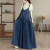 Macacão Extra Longo Primavera/Verão/Outono Calça Longa Retrô Solto Emagrecedor Jeans Macacão Plus Size