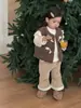[Turanka] Ropa Infantil 2025 Estilo Coreano Chaleco Chaqueta para Niñas Set de Capa Base con Forro Polar
