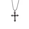 Collar con colgante de cruz cuadrada estilo hip hop retro de acero de titanio, estilo europeo y americano, con letras cuadradas de moda para hombre y mujer
