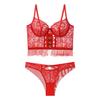 Ropa Interior Sexy de Comercio Exterior Encaje Hueco Cruzado Moldeador Micro Varillas Delgada Ropa Interior Pecho Grande Pequeño Talla Extra Sujetador