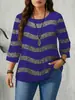 Ropa de Mujer Tallas Grandes Transfronteriza Europea y Americana 2026 Primavera y Otoño Color Sólido Rayado Cuello Redondo Manga Larga Sudadera Bestseller de Amazon