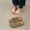 Chinelos Meia-Calça Retro Ken para Mulheres Verão 2026 Novos Chinelos com Solado Grosso, Fivela Quadrada e Bico Fechado para Uso Externo Sapatos Birkenstock