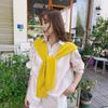 Xale de Tricô para Mulheres, Peça de Roupa para Primavera e Outono, Xale de Cor Sólida para Ambiente com Ar Condicionado, Cardigã Fino, Cachecol com Gola Falsa de Nó, Versátil