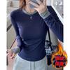 Camiseta Falsa de Dos Piezas con Costuras de Color Contrastante para Mujer, Camisa Base, Diseño Sexy Americano, Top de Manga Larga, Ropa Interior Primavera y Otoño 2025