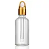 Botella de aceite de esencia transparente vidrio esmerilado líquido de esencia botella para rellenar botella con gotero de cabeza de goma muestra cosmética botella vacía venta al por mayor