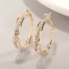 Pendientes de Aro Grandes para Mujer con Incrustaciones de Diamantes, Estilo Popular Europeo y Americano