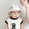 Gorra de pescador para bebé verano malla fina transpirable sombrero para el sol coche de dibujos animados gorra de cubo para bebé mes pequeño