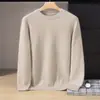 Suéter de cashmere grosso com gola redonda para homens, adequado para outono e inverno, corte solto, quente, versátil, business casual, camada base de tricô, macio e confortável