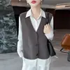 Chaleco Cárdigan de Punto 100% Lana de un Solo Botón para Mujer Otoño Invierno Nuevo Estilo Petite Cropped Chaqueta Chaleco