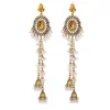 Pendientes étnicos de talla europea y americana más vendidos, pendientes largos ovalados en forma de lágrima, estilo étnico elaborado y creativo con incrustaciones de diamantes de alta gama