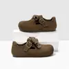 Sapatos Pequenos de Couro com Bolinhas e Laço Moda Lolita para Meninas Sola Macia Simples Estilo Floresta Acabamento em Renda Sapatos de Princesa Sapatos Individuais