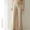 Pantalones Casuales de Cachemira Otoño e Invierno Nuevos de Cintura Alta 100% Cachemira Pura Tejidos para Mujer Sueltos Casuales de Pierna Recta con Cordón