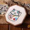 Kit de costura para bolso de tela con bordado europeo para principiantes con diseño de gatito de la suerte, hecho a mano, para estudiantes