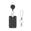 Porta credencial retráctil de fácil extracción en stock del fabricante Tarjetero para credencial de trabajo con impresión UV Clip giratorio para credencial con estampado de leopardo Cordón tejido Venta al por mayor